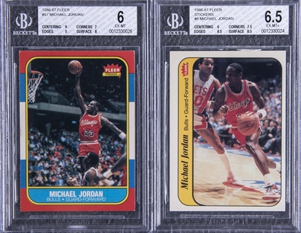 1986/87-1989/90 Fleer and Assorted Brands Michael Jordan Collection (10 Different) Including #57 Michael Jordan BGS EX-MT 6 Rookie Card! 